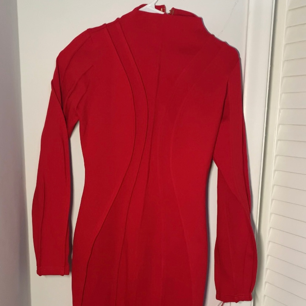 Long Sleeve Red Bodycon Dress